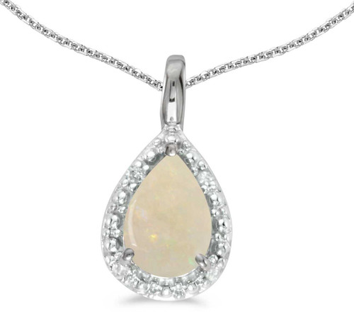 Image of 14k White Gold Pear Opal Pendant (Chain NOT included)