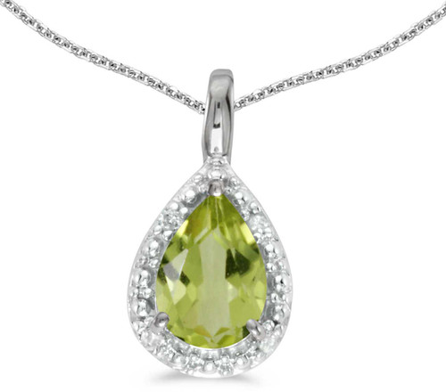 Image of 14k White Gold Pear Peridot Pendant (Chain NOT included)