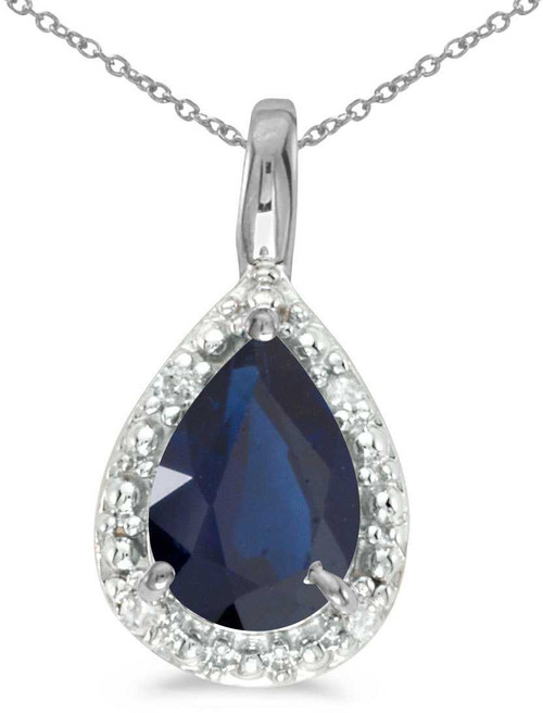 Image of 14k White Gold Pear Sapphire Pendant (Chain NOT included)