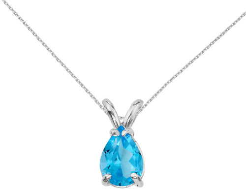 Image of 14K White Gold Pear-Shaped Blue Topaz Pendant (Chain NOT included)