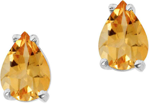 Image of 7mm 14K White Gold Pear-Shaped Citrine Earrings