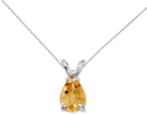 Image of 14K White Gold Pear-Shaped Citrine Pendant (Chain NOT included) P8026W-11