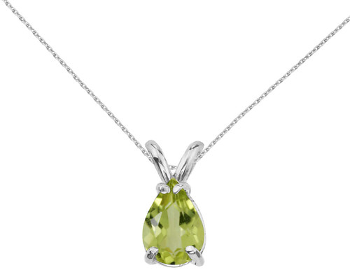 Image of 14K White Gold Pear-Shaped Peridot Pendant (Chain NOT included)