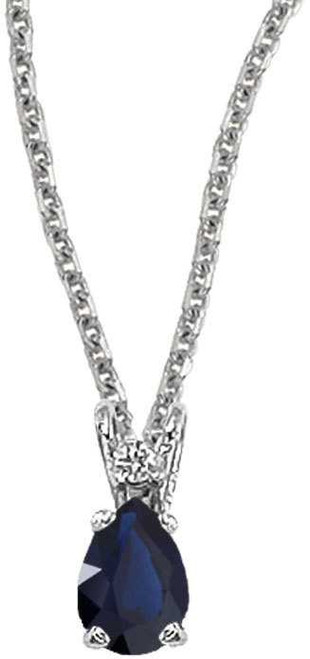 Image of 14K White Gold Pear-Shaped Sapphire & Diamond Pendant (Chain NOT included)