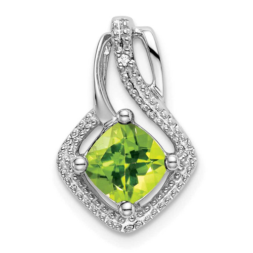 Image of 14K White Gold Peridot & Diamond Pendant PM7034-PE-001-WA