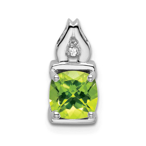 Image of 14K White Gold Peridot & Diamond Pendant PM7054-PE-001-WA