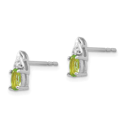 Image of 9mm 14K White Gold Peridot and Diamond Earrings XBS250