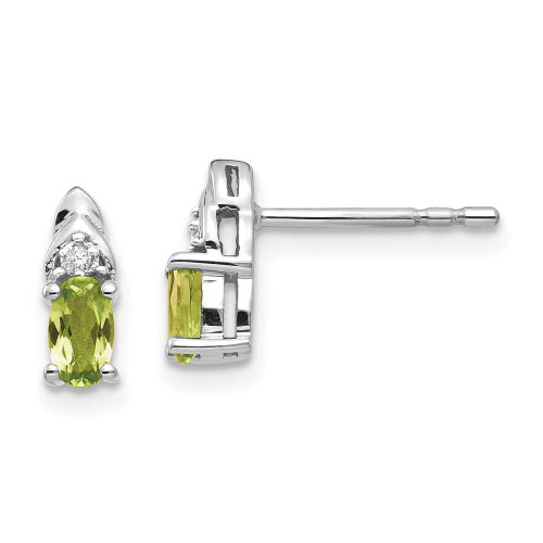 Image of 9mm 14K White Gold Peridot and Diamond Earrings XBS250
