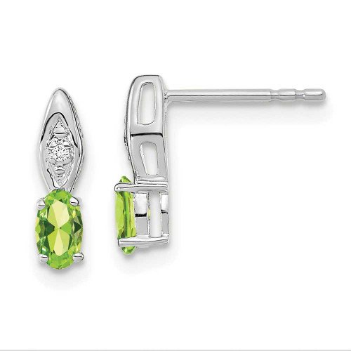 Image of 12mm 14K White Gold Peridot and Diamond Earrings XBS322