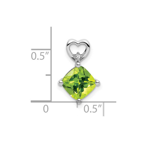 Image of 14K White Gold Peridot and Diamond Heart Chain Slide Pendant