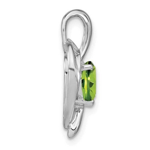 Image of 14k White Gold Peridot and Diamond Heart Pendant