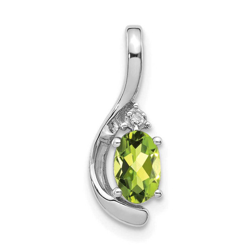 Image of 14K White Gold Peridot and Diamond Pendant XBS399