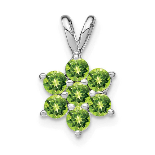 Image of 14k White Gold Peridot Floral Pendant