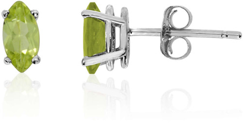 Image of 14K White Gold Peridot Marquise Earrings