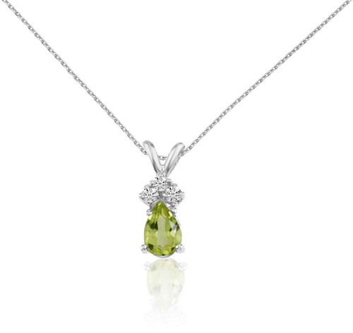 Image of 14K White Gold Peridot Pear Pendant with Diamonds (Chain NOT included)