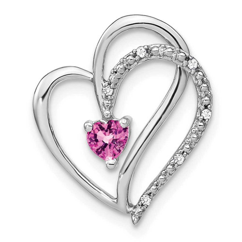 Image of 14k White Gold Pink Sapphire and Diamond Heart Slide Pendant
