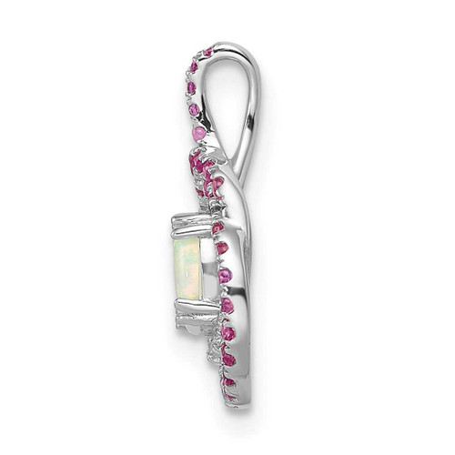 Image of 14K White Gold Pink Tourmaline/Opal & Diamond Chain Slide Pendant