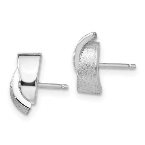 Image of 7mm 14K White Gold Polished & Satin Fancy Stud Post Earrings