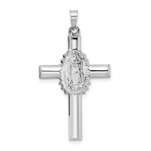 Image of 14K White Gold Polished & Satin Hollow Cross Pendant