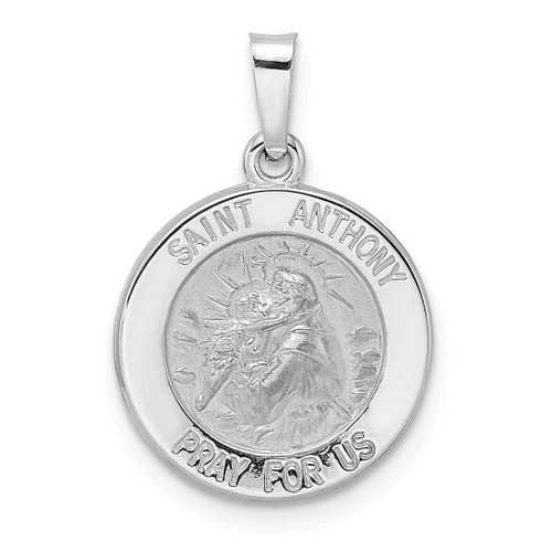 Image of 14K White Gold Polished & Satin Hollow St Anthony Medal Pendant XR1917
