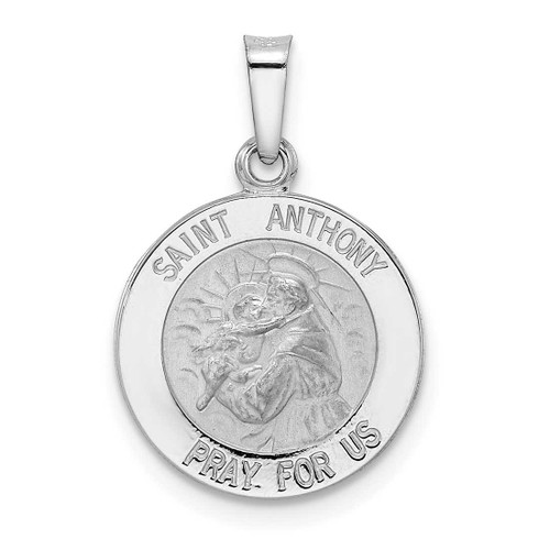Image of 14K White Gold Polished & Satin Hollow St Anthony Medal Pendant XR1919