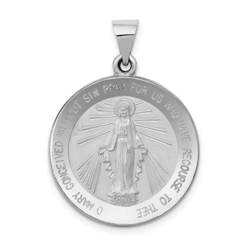 Image of 14K White Gold Polished & Satin Miraculous Medal Pendant XR1274