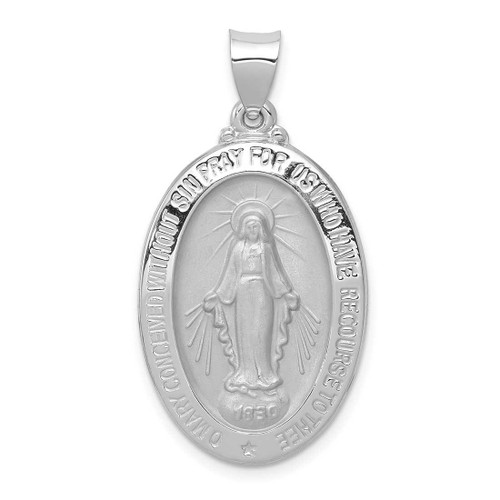 Image of 14K White Gold Polished & Satin Miraculous Medal Pendant XR1404