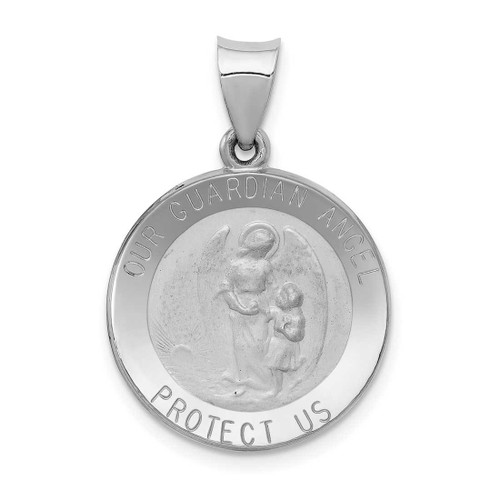Image of 14K White Gold Polished & Satin Our Guardian Angel Medal Pendant