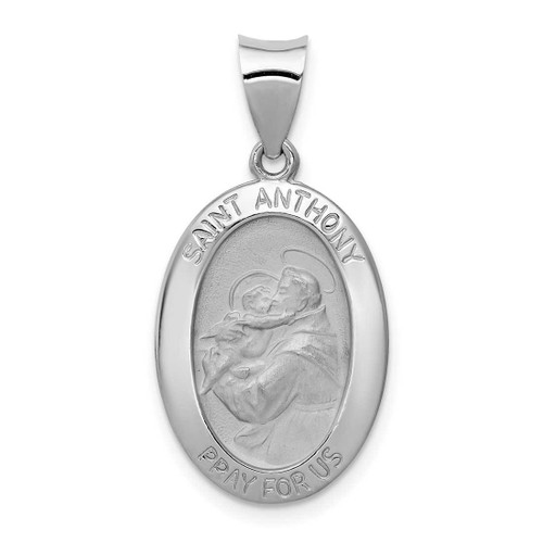 Image of 14K White Gold Polished & Satin St. Anthony Medal Pendant XR1290