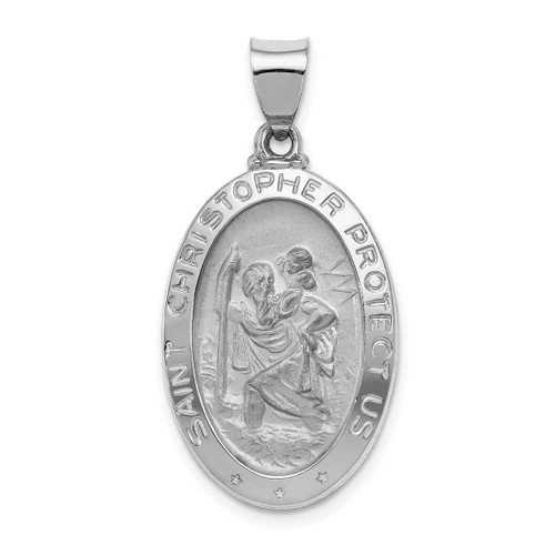 Image of 14K White Gold Polished & Satin St. Christopher Medal Pendant XR1309