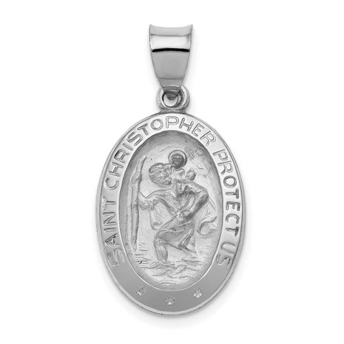 Image of 14K White Gold Polished & Satin St. Christopher Medal Pendant XR1311