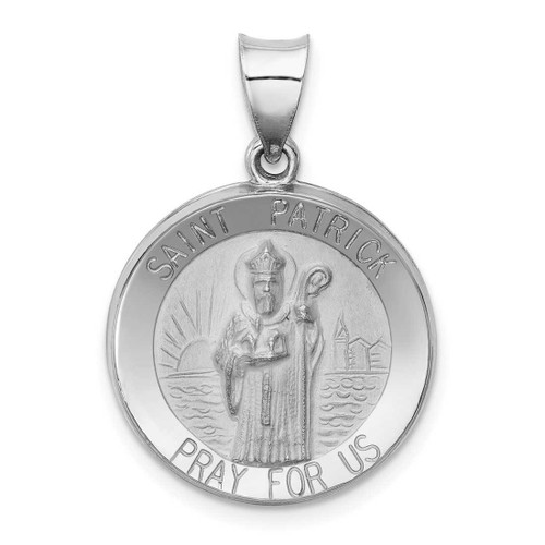 Image of 14K White Gold Polished & Satin St. Patrick Medal Pendant