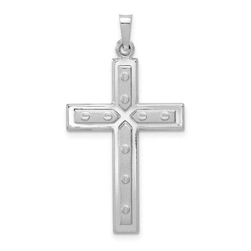 Image of 14K White Gold Polished & Satin w/ Dots Cross Pendant