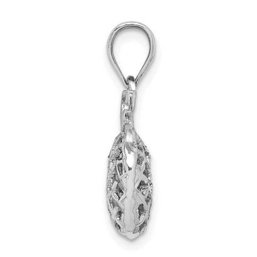 Image of 14K White Gold Polished & Shiny-cut 3D Pineapple Pendant