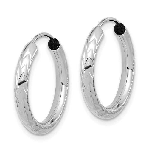 Image of 19mm 14K White Gold Polished & Shiny-Cut Endless Hoop Earrings TF1004W