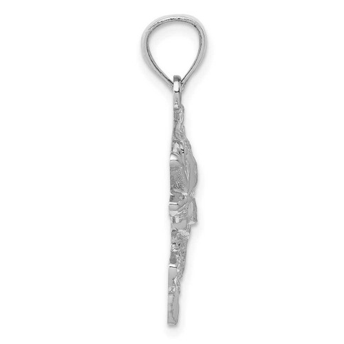 Image of 14K White Gold Polished & Textured Bass Pendant