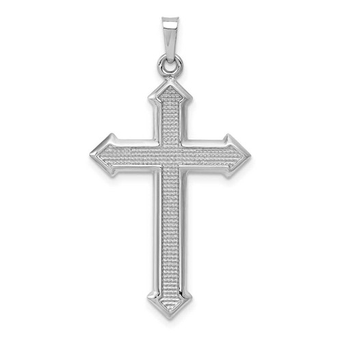 Image of 14K White Gold Polished & Textured Cross Pendant XR1624