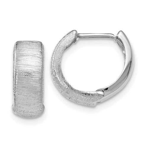 Image of 13mm 14K White Gold Polished & Textured Hinged Hoop Earrings LE936
