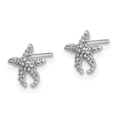 Image of 14K White Gold Polished & Textured Starfish Post Earrings