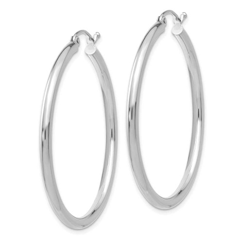 Image of 40mm 14K White Gold Polished 2.5mm Tube Hoop Earrings T846