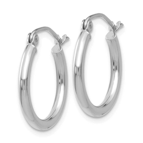 Image of 17mm 14K White Gold Polished 2mm Tube Hoop Earrings T1123