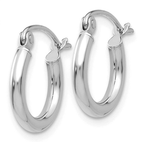 Image of 13mm 14K White Gold Polished 2mm Tube Hoop Earrings T830