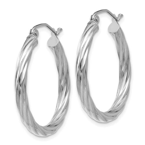 Image of 20mm 14K White Gold Polished 3.25mm Twisted Hoop Earrings TC374