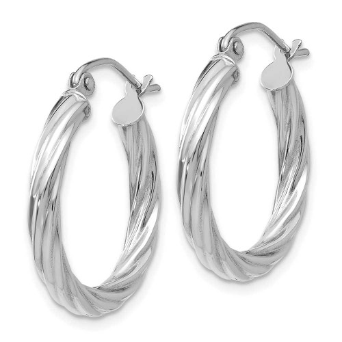 Image of 15mm 14K White Gold Polished 3.25mm Twisted Hoop Earrings TC375