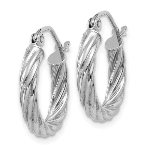 Image of 10mm 14K White Gold Polished 3.25mm Twisted Hoop Earrings TC376