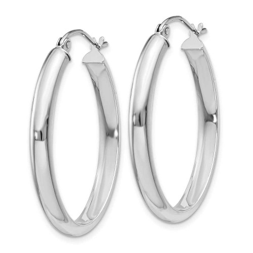 Image of 17mm 14K White Gold Polished 3.75mm Oval Tube Hoop Earrings TF114