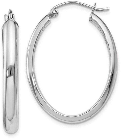 Image of 17mm 14K White Gold Polished 3.75mm Oval Tube Hoop Earrings TF114