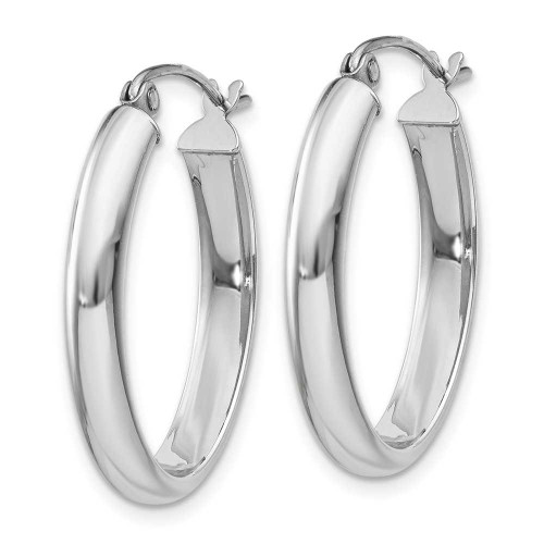 Image of 25mm 14K White Gold Polished 3.75mm Oval Tube Hoop Earrings TF115