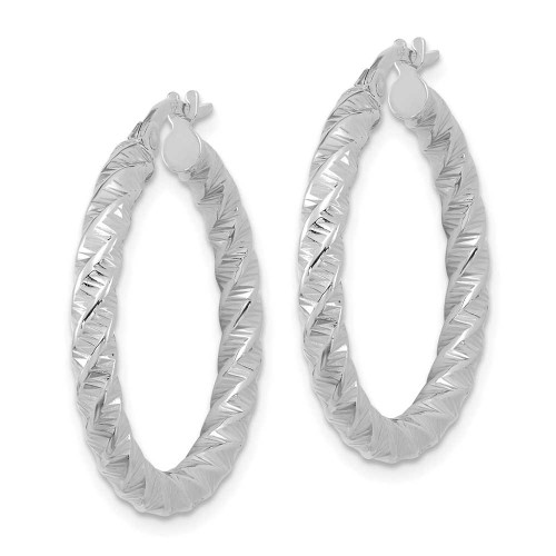 Image of 26.9mm 14K White Gold Polished 3mm Twisted Hoop Earrings TF1145W