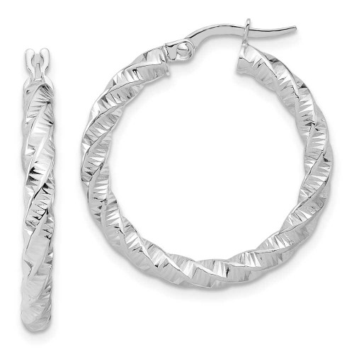 Image of 26.9mm 14K White Gold Polished 3mm Twisted Hoop Earrings TF1145W